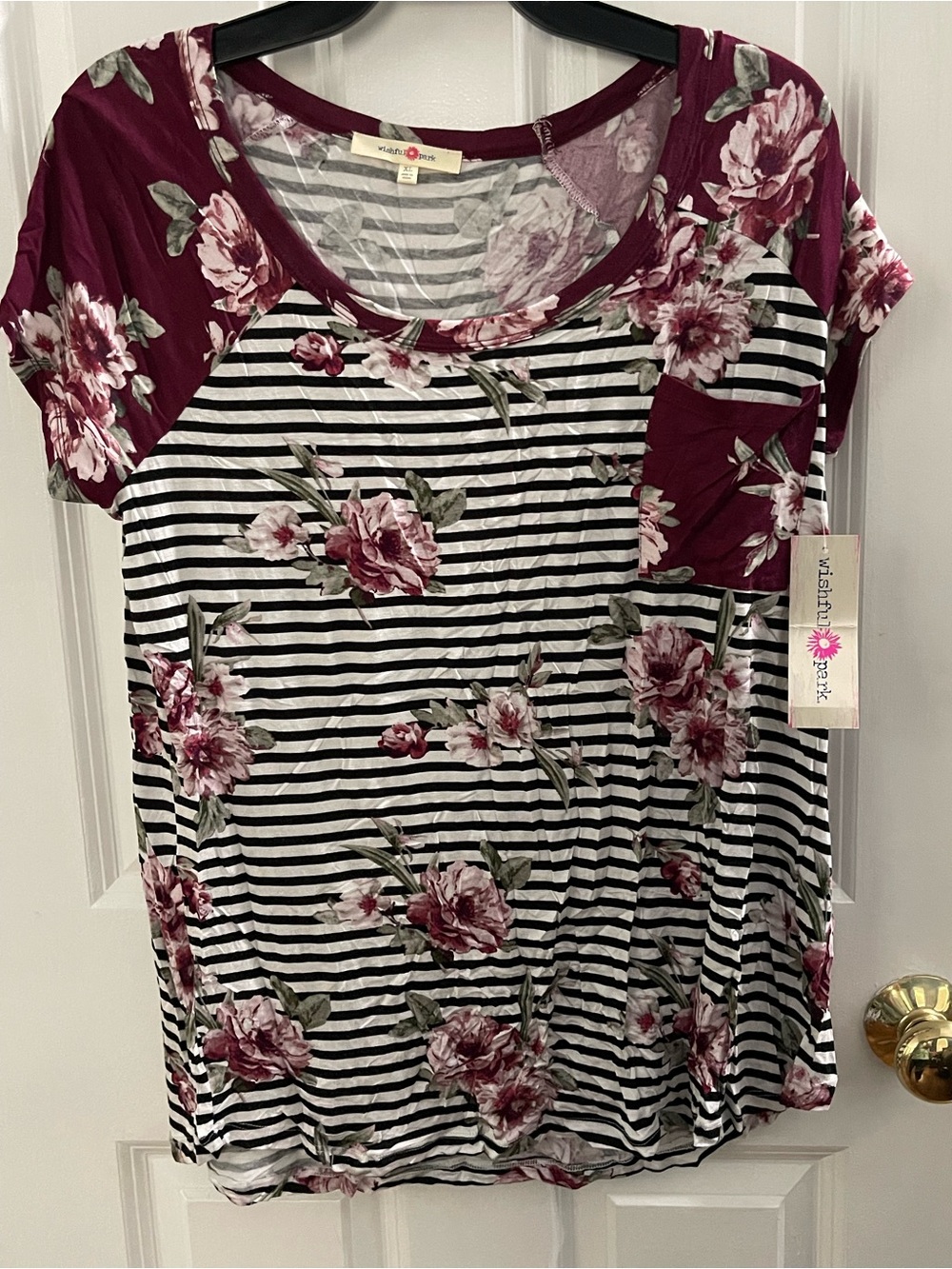 Wishful Park Floral-Stripe Raglan Tee